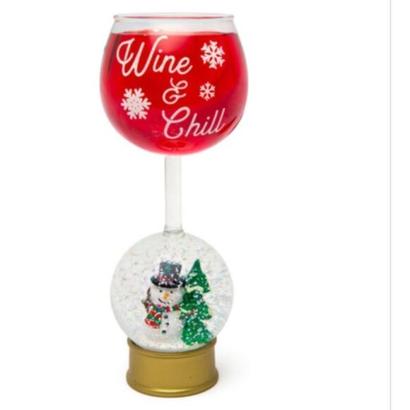 Bigmouth Snowman Snow Globe Wine Glass Holds 12oz Christmas Holiday Wine Glass - Picture 6 of 11